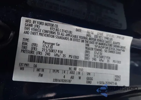 2016 Ford Focus Se z USA, uszkodzony, nr VIN 1FADP3K23GL394749